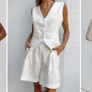 Commence two piece short and vest linen set